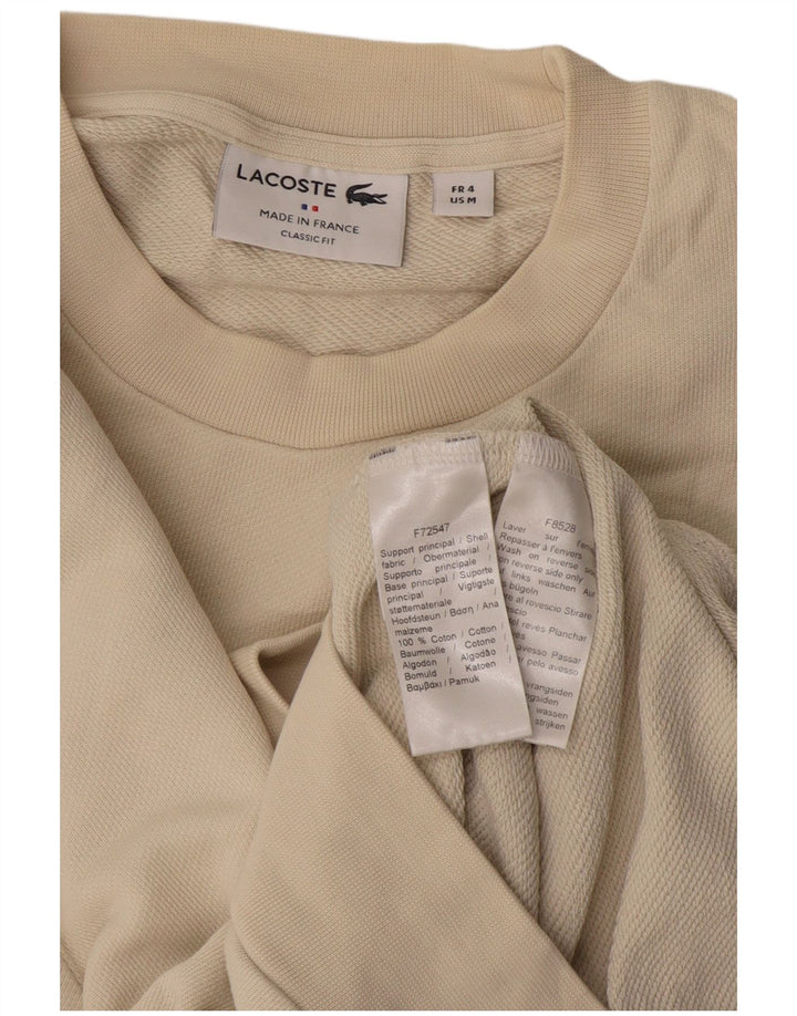 Lacoste Sudadera de ajuste clásico con gráfico para hombre, talla 4, color beige mediano