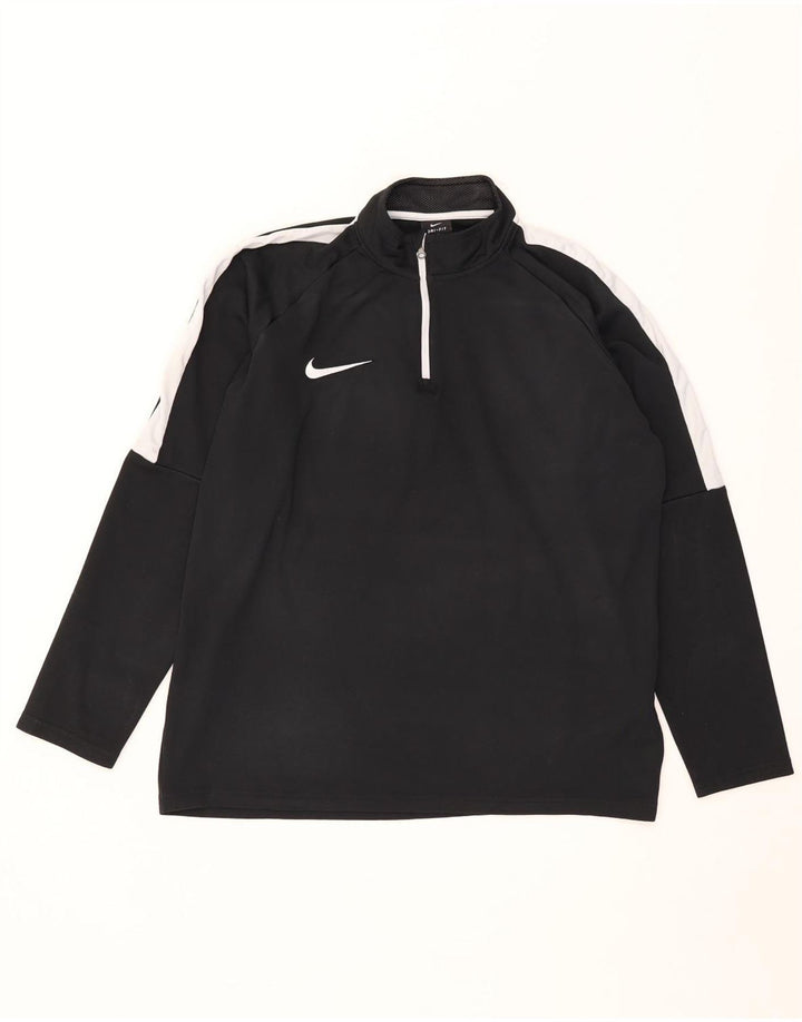 Camiseta Nike Dri Fit con cuello y cremallera y manga larga para hombre, talla grande, color negro
