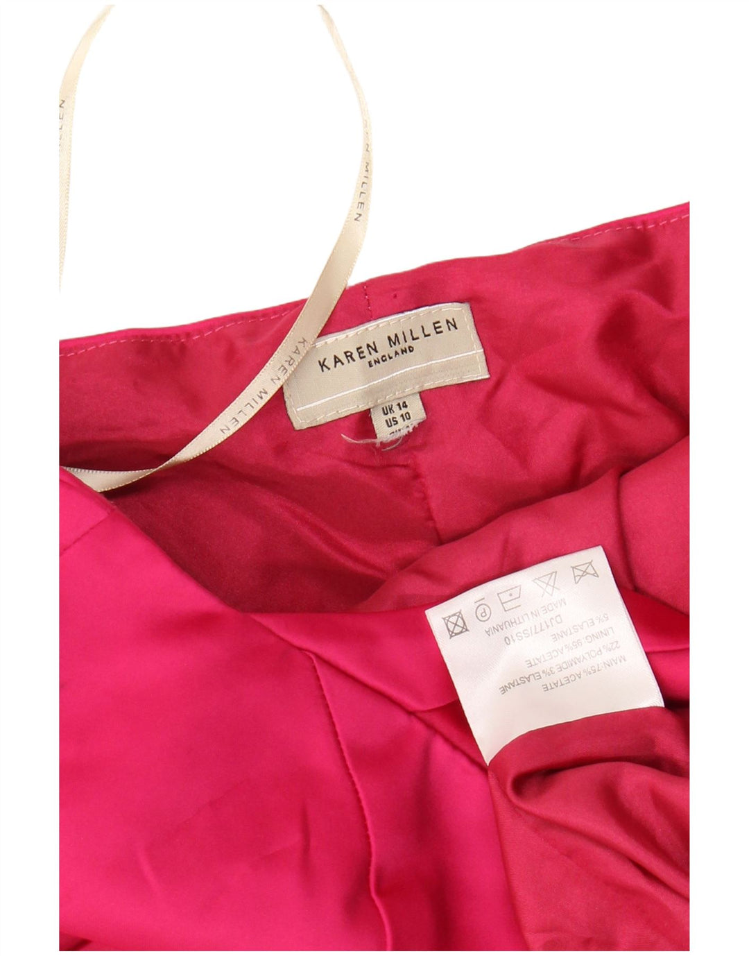 KAREN MILLEN Vestido ajustado con cuello halter para mujer UK 40 Grande Acetato rosa