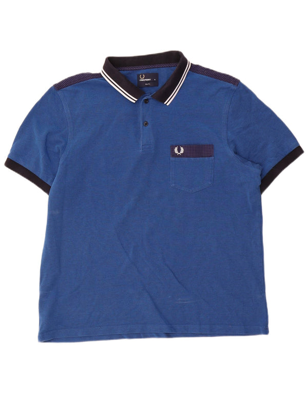 Fred Perry Polo De Corte Slim Para Hombre XL Algodón Color Block Azul