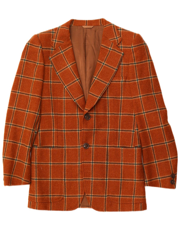 VINTAGE Chaqueta Blazer de 2 botones para hombre IT 50 Lana a cuadros marrón grande