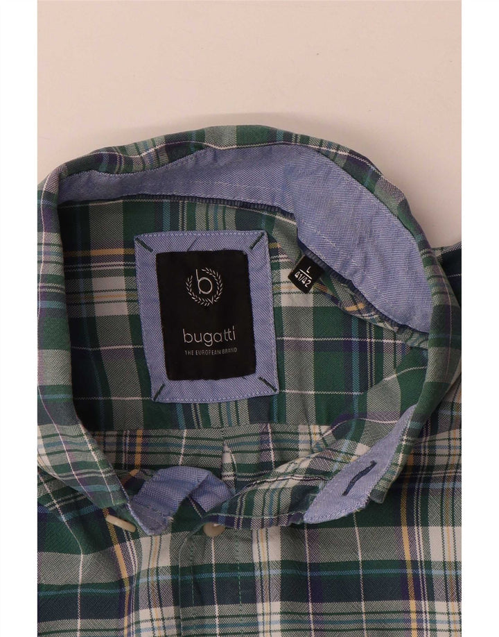 Camisa Bugatti Hombre Talla 41/42 Cuadros Verde Grande