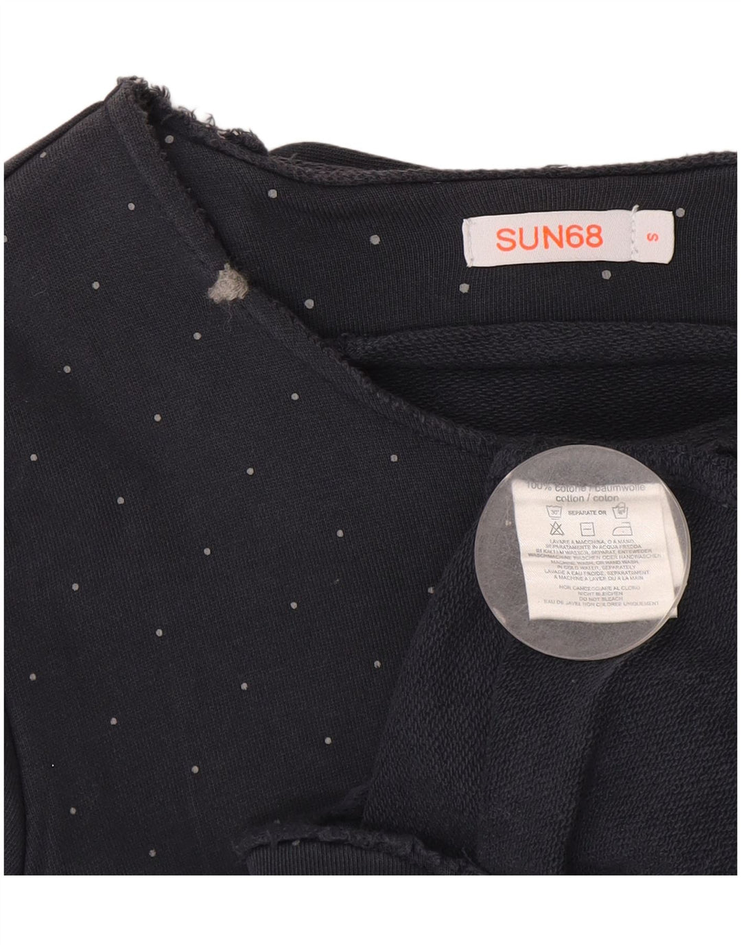Sun68 - Chaqueta corta para mujer (talla 40), talla pequeña, algodón con lunares, color azul marino