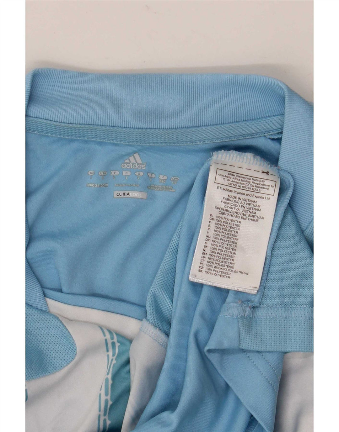 Adidas Mens Climacool Camiseta Top Grande Azul Rayas Poliéster