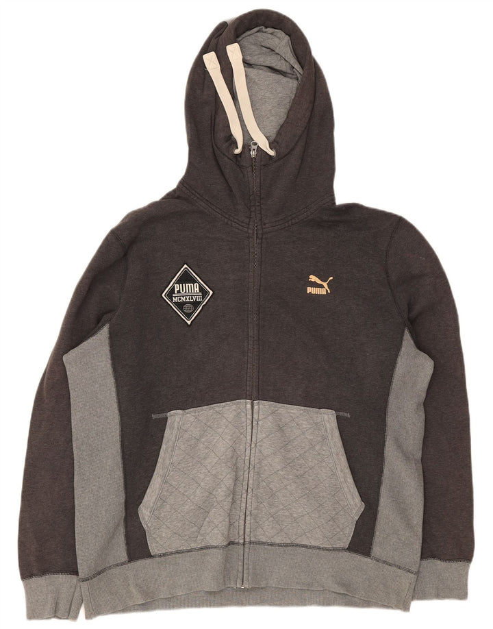 Puma Sudadera con capucha y cremallera para hombre XL Grey Check