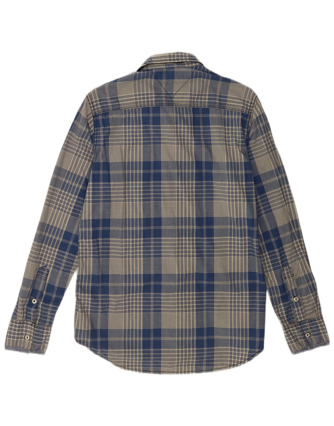 TOMMY HILFIGER Camisa de corte personalizado para hombre, algodón a cuadros azul pequeño