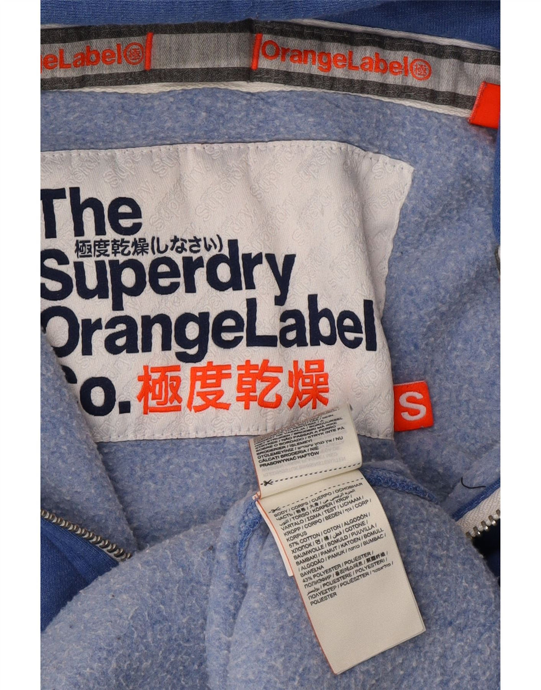SUPERDRY Suéter con capucha y cremallera para mujer UK 10 Small Blue Cotton