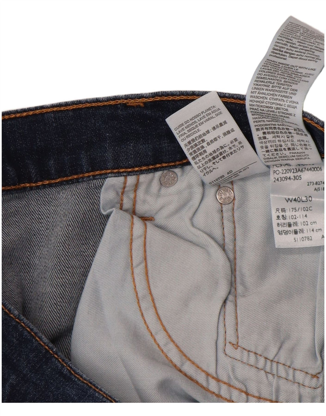 LEVI'S Jeans rectos 514 para hombre W40 L30 Algodón azul marino