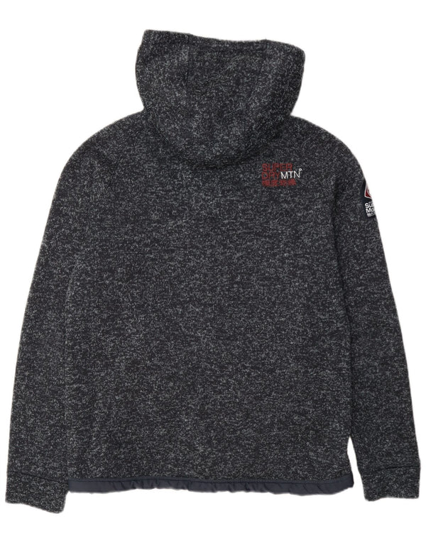 Superdry Mens Hooded Tracksuit Top Jacket Large Navy Blue Flecked Polyester