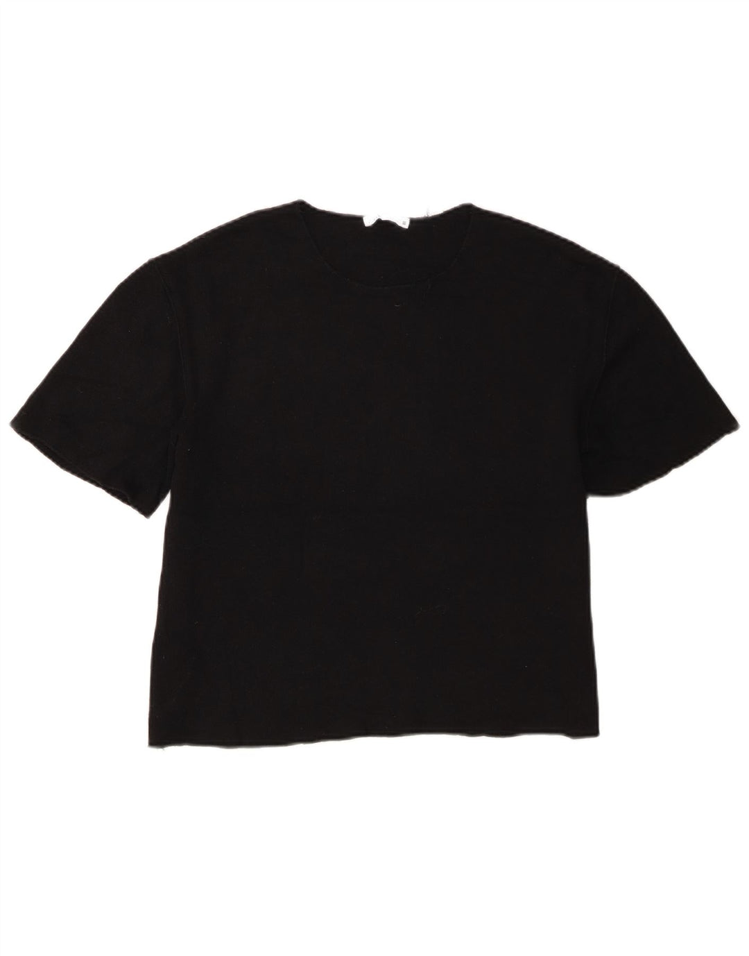 Zara Mujer Crop Camiseta Extragrande Top UK 10 Small Poliéster Negro