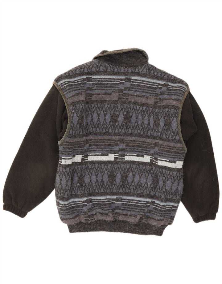 Berto Lucci Chaqueta bomber de punto para hombre UK 38 Poliacrílico geométrico gris medio