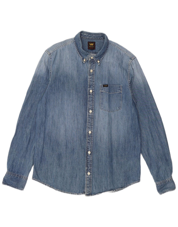 LEE Camisa vaquera con lavado ácido para hombre Algodón azul medio