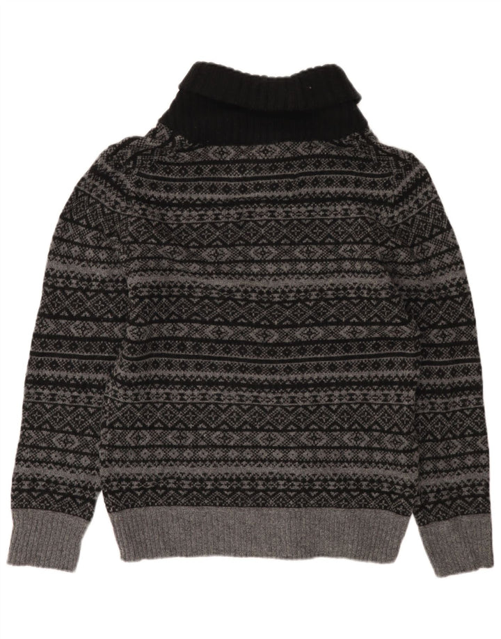 EDDIE BAUER Suéter tipo jersey con cuello chal para hombre, lana Fair Isle gris pequeña