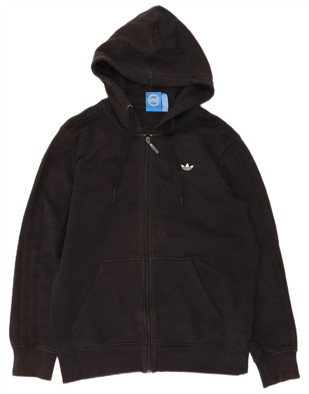 Adidas - Sudadera con capucha y cremallera para hombre, algodón negro mediano