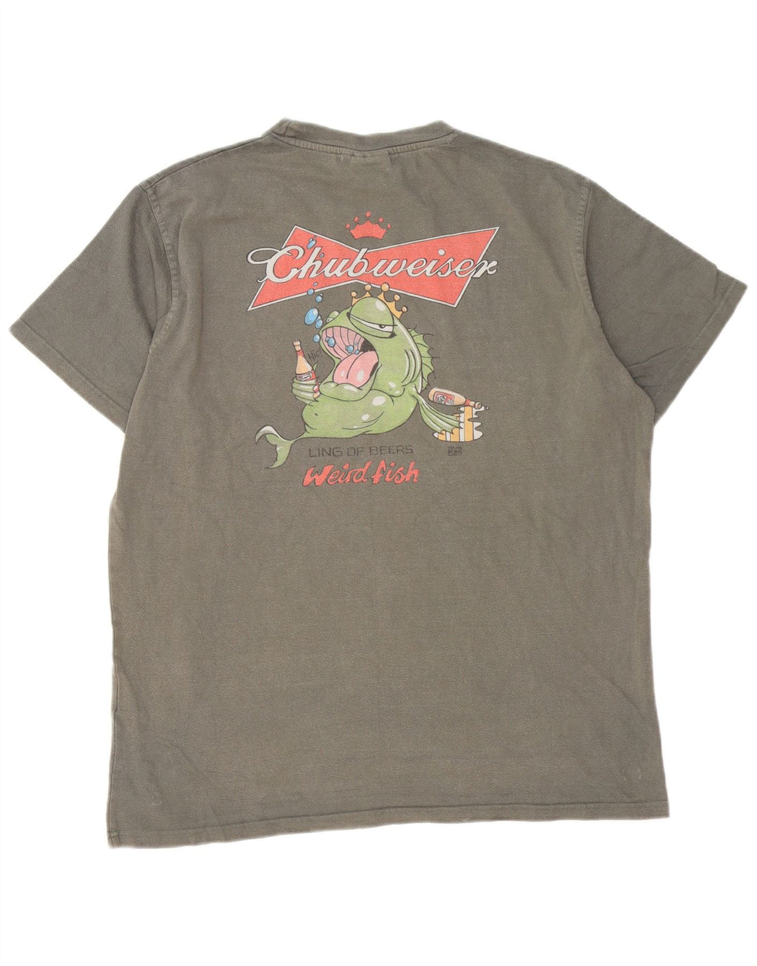 Weird Fish - Camiseta gráfica para hombre, talla grande, algodón gris
