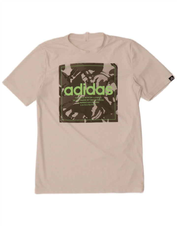 Adidas Hombres Prime Azul Gráfico Camiseta Top Pequeño Blanco