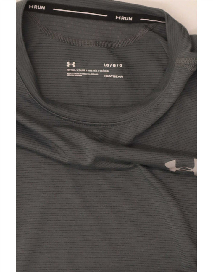 Under Armour Camiseta ajustada para correr para hombre de manga larga deportiva gris grande