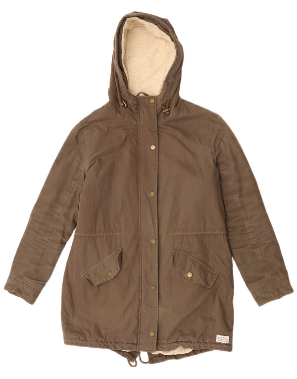 Jack Wills Chaqueta Parka Sherpa con Capucha para Mujer UK 12 Medium Khaki