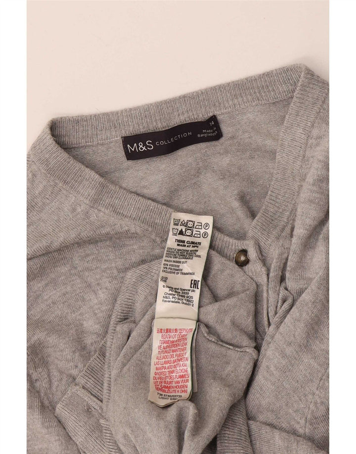 Marks & Spencer Suéter tipo cárdigan corto para mujer Reino Unido 44 Gris medio moteado