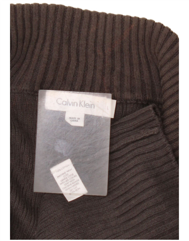 CALVIN KLEIN Jersey con cuello y cremallera para hombre, suéter grande de algodón gris