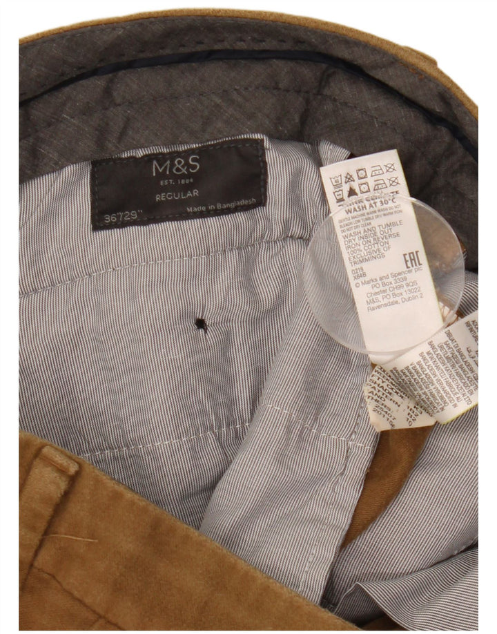 Marks & Spencer Pantalones capri regulares para hombre W36 L23 Algodón beige