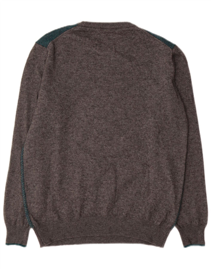 Harmont & Blaine - Jersey de cuello redondo para hombre, talla 2XL, lana gris con bloques de color