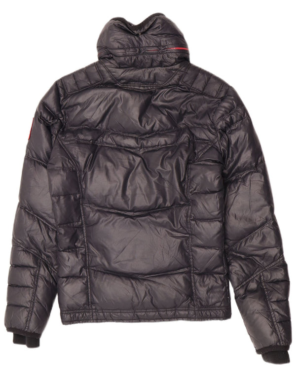 Diesel Chaqueta acolchada con capucha para hombre UK 36 Small Black Nylon Winter