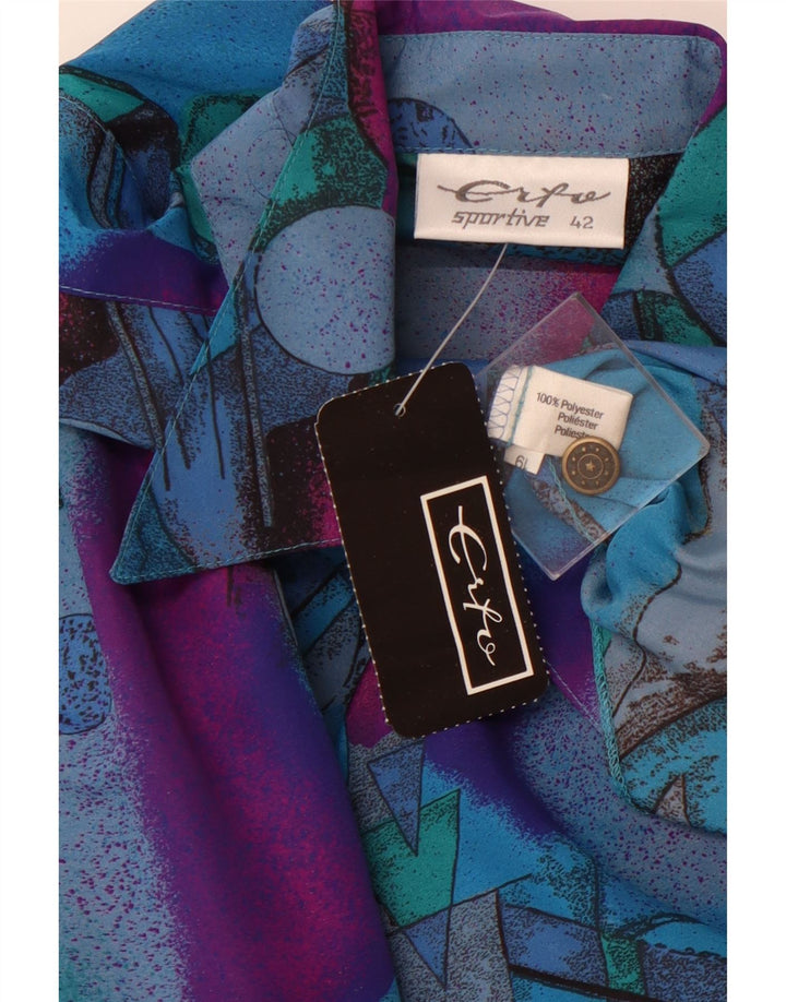 ERTO Camisa con estampado abstracto para mujer EU 42 Grande Azul Colorblock Poliéster
