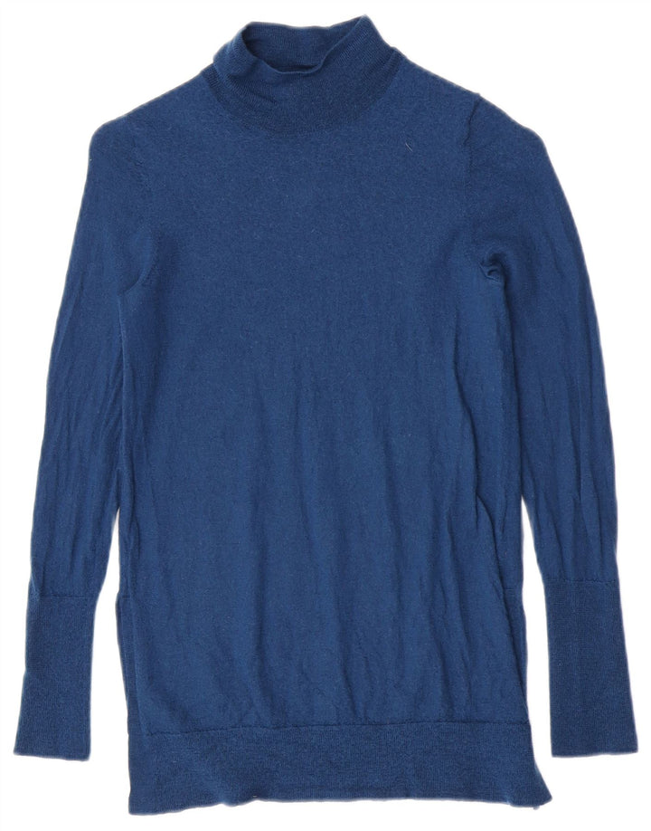 Jigsaw Jersey de cuello alto para mujer, talla 8, lana azul pequeña