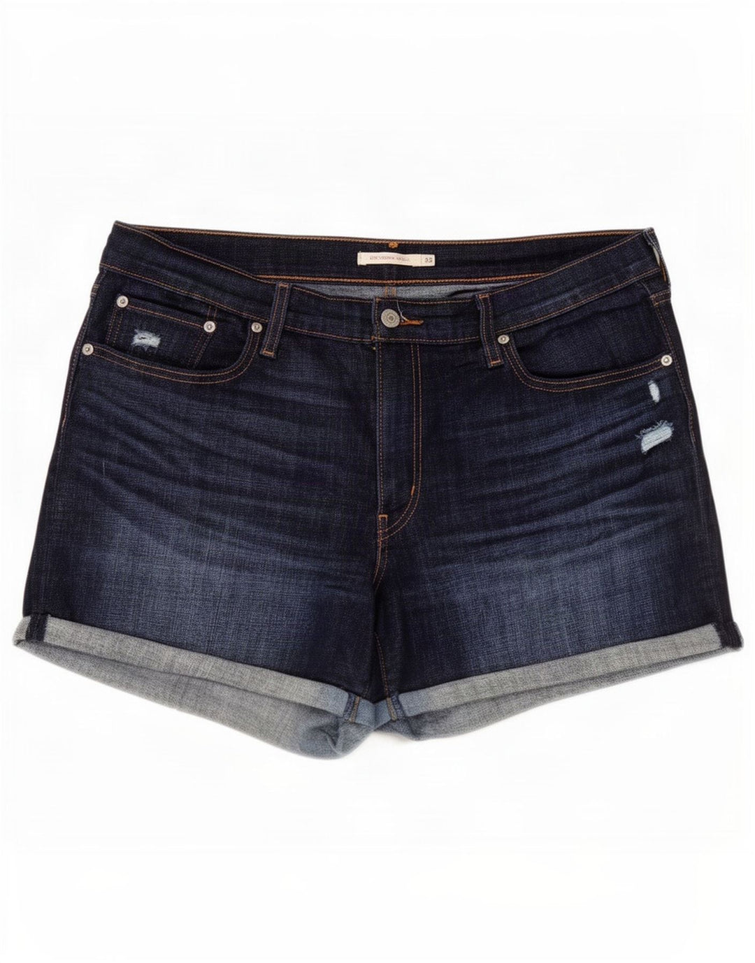 Levi's Pantalones cortos de mezclilla desgastados de talle medio para mujer W33 Algodón azul marino grande