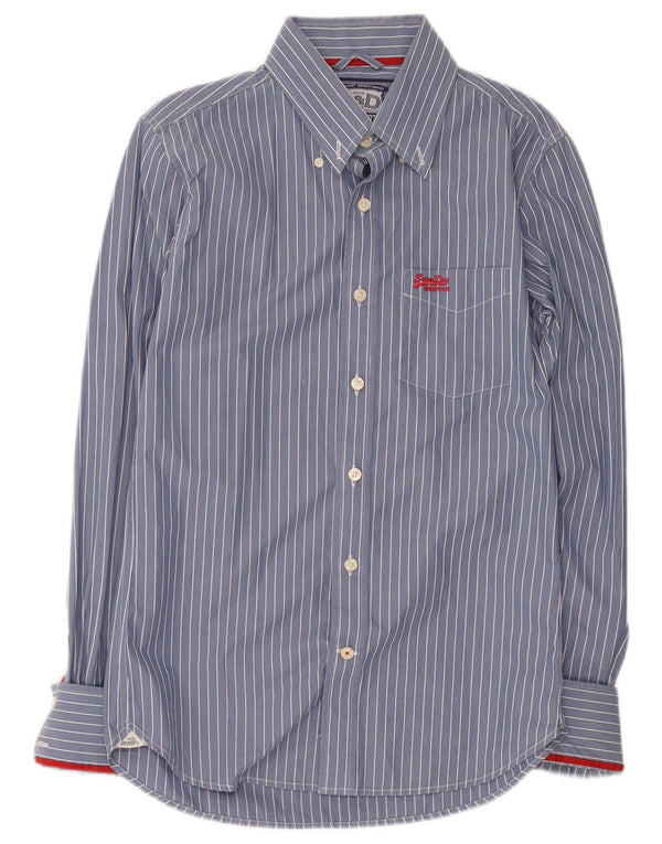 Camisa Superdry Hombre De Algodón A Rayas Azul Medio
