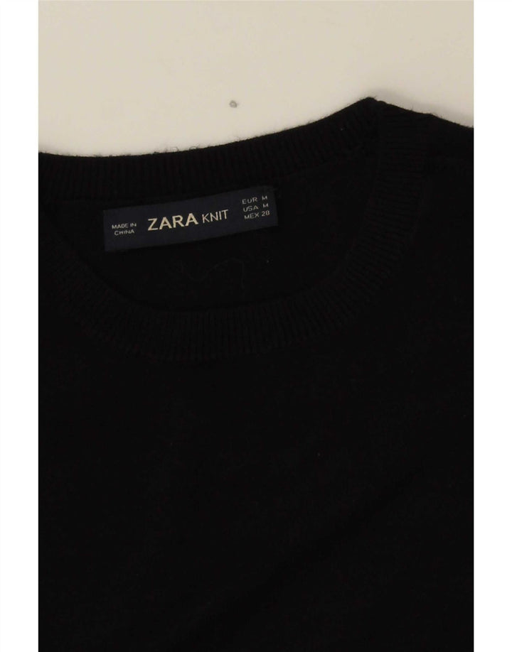 Zara - Jersey de cuello redondo para mujer, talla 40, talla M, azul marino