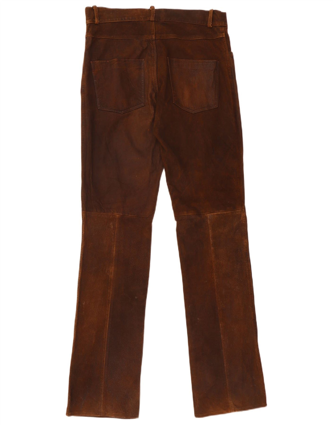 Pantalón de cuero recto vintage para mujer W30 L35 Marrón