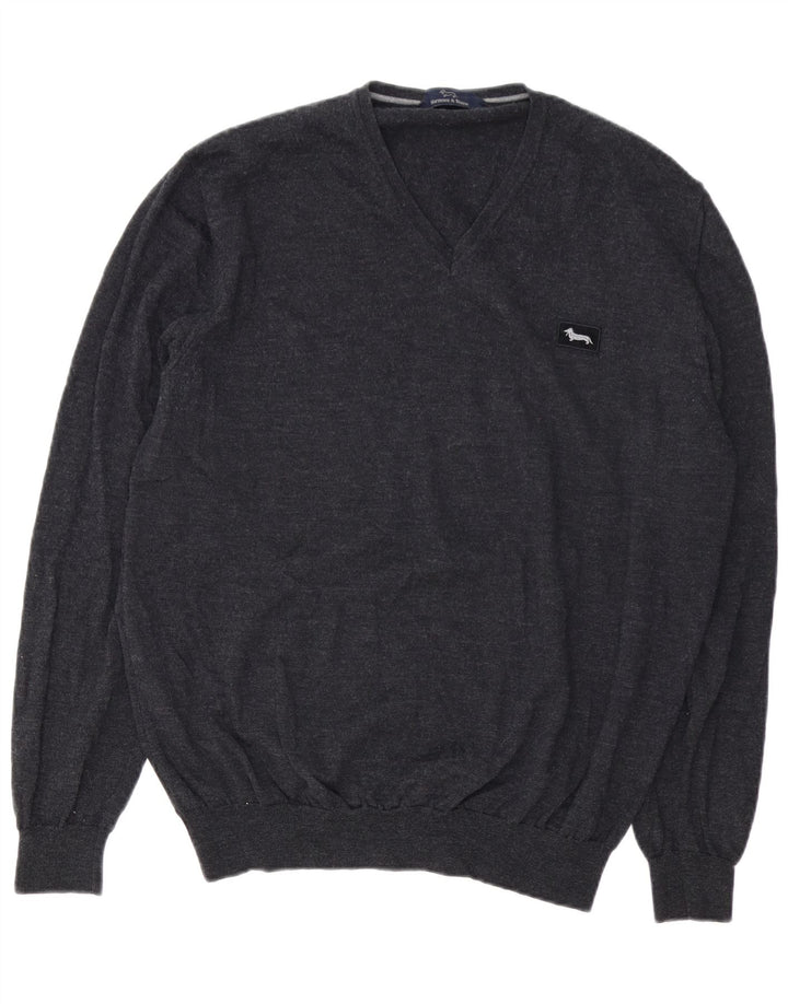 Harmont & Blaine Suéter con cuello en V para hombre 5XL Lana gris