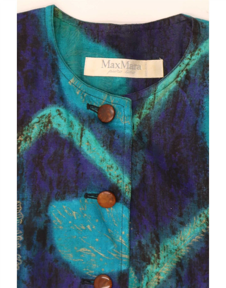 Max Mara Chaqueta tipo blazer con 7 botones y manga 3/4 para mujer UK 44 Azul medio Floral