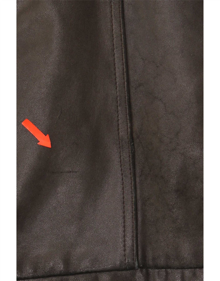 Italo Chaqueta de cuero para hombre Reino Unido 40 Grande Negro