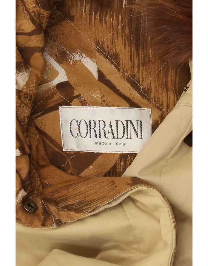 Vintage mujer con capucha Parka chaqueta Reino Unido 20 2XL Beige
