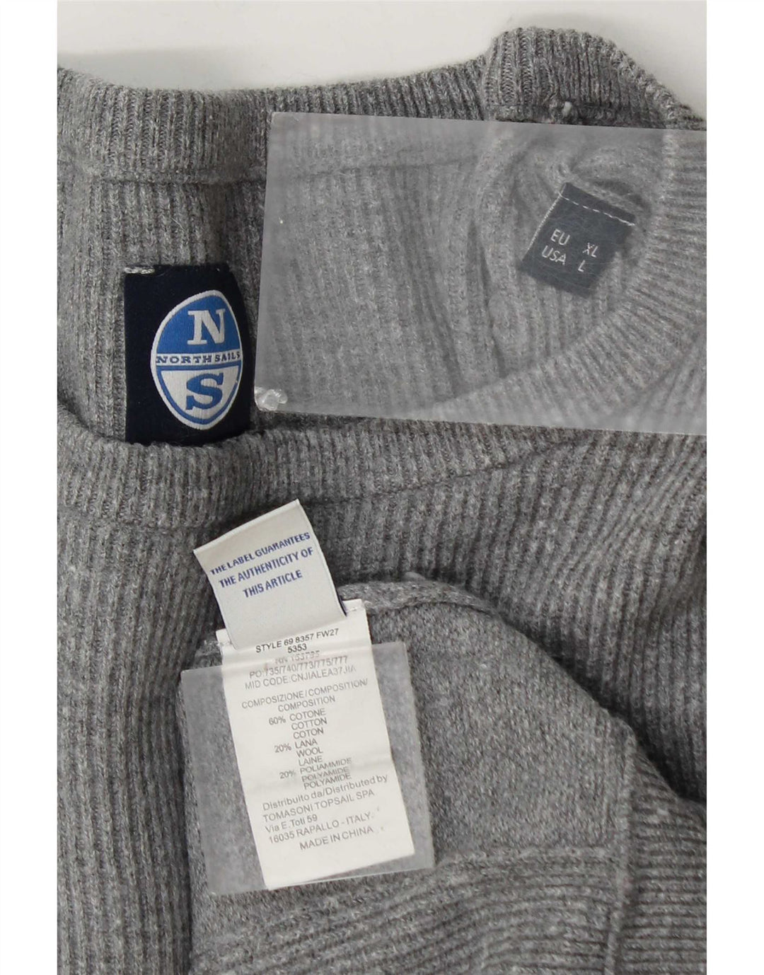 North Sails Jersey De Cuello Redondo Hombre XL Algodón Gris