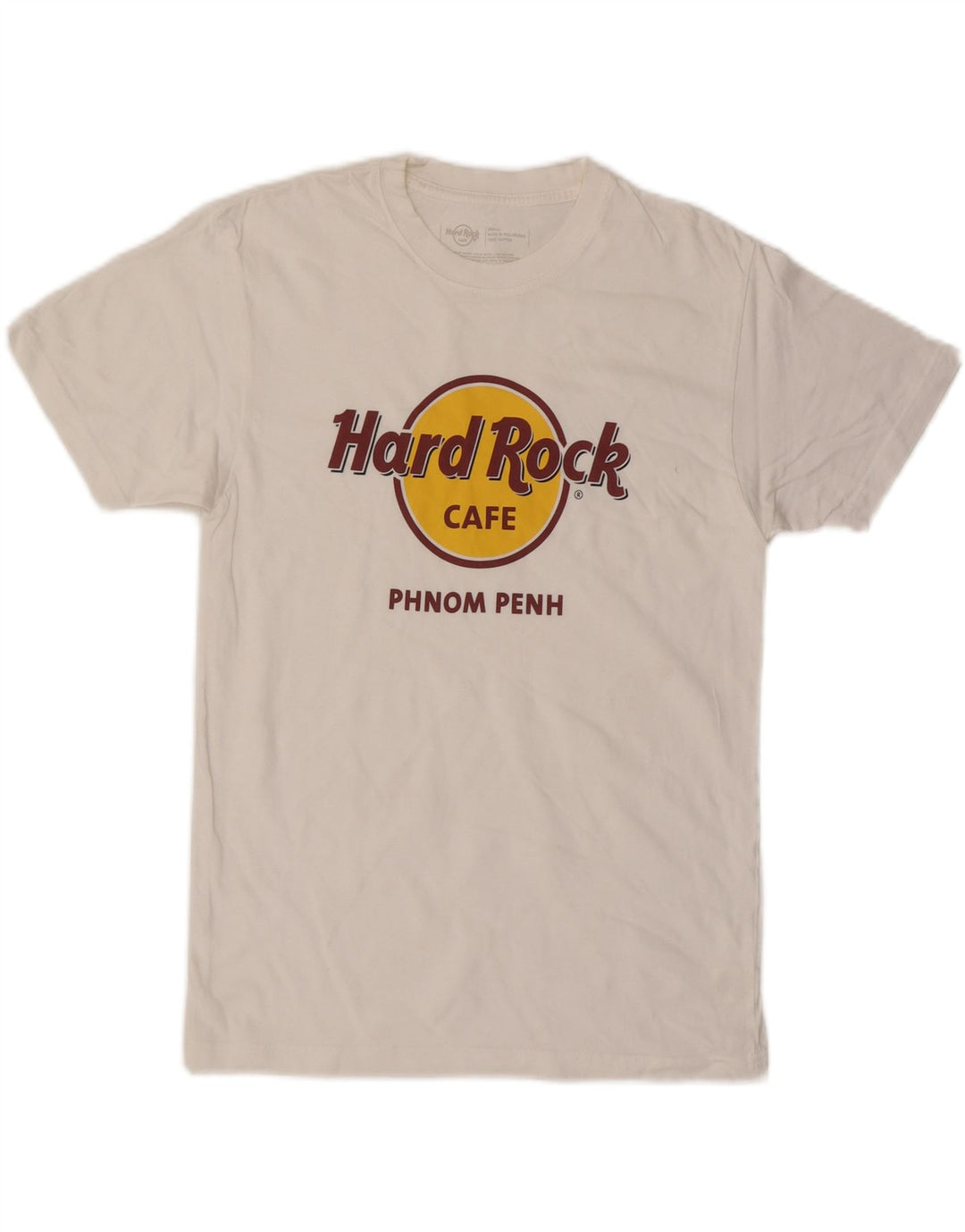 HARD ROCK CAFE Camiseta gráfica Phnom Penh para hombre Top pequeño de algodón blanco