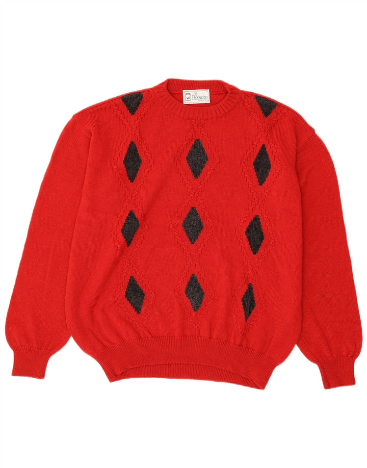 Bizzarro Jersey de cuello redondo para hombre IT 52 XL Red Argyle/Diamond