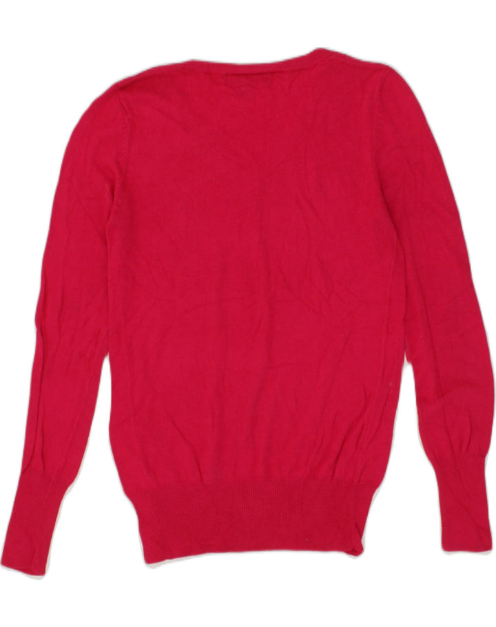 MOSSIMO Womens V-Neck Jumper Sweater UK 12 Medium Pink Nylon | Vintage Mossimo | Thrift | Second-Hand Mossimo | Used Clothing | Messina Hembry 