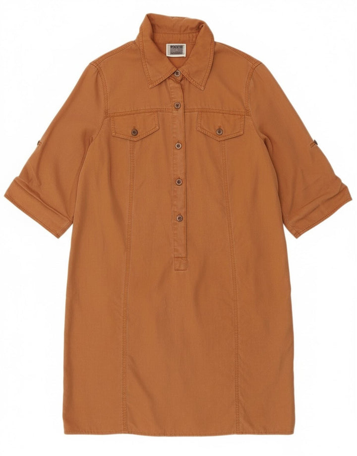 Perte by Krizia Vestido camisero de manga 3/4 para mujer UK 40 Marrón medio