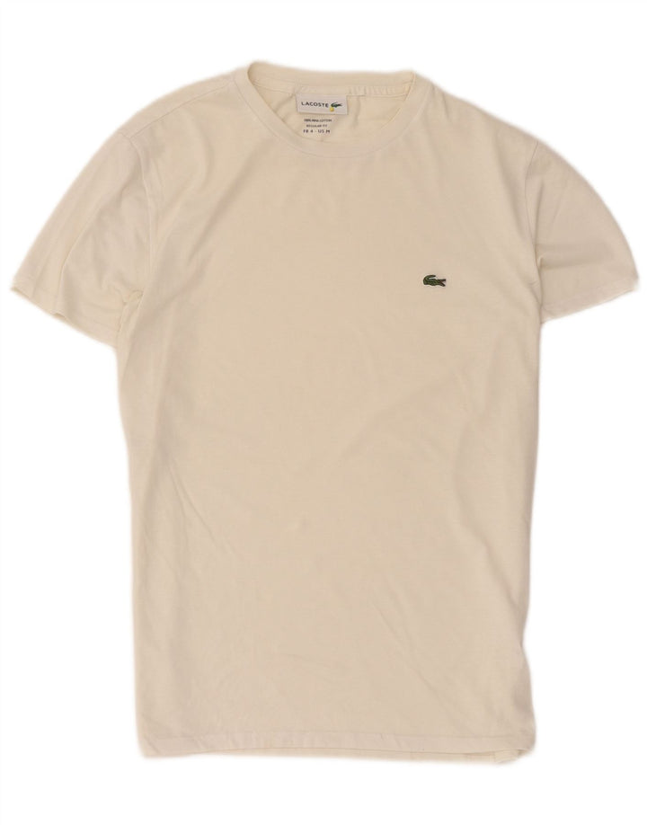 Lacoste Camiseta de ajuste regular para mujer talla 4 mediana de algodón blanco roto