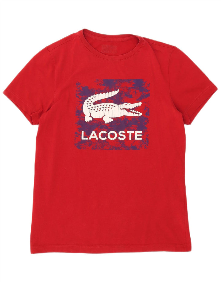 Lacoste Camiseta gráfica para hombre talla 3 pequeña algodón rojo