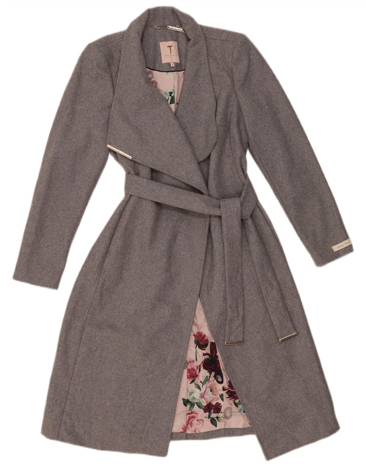 Abrigo cruzado para mujer de Ted Baker Talla 1 XS Lana gris