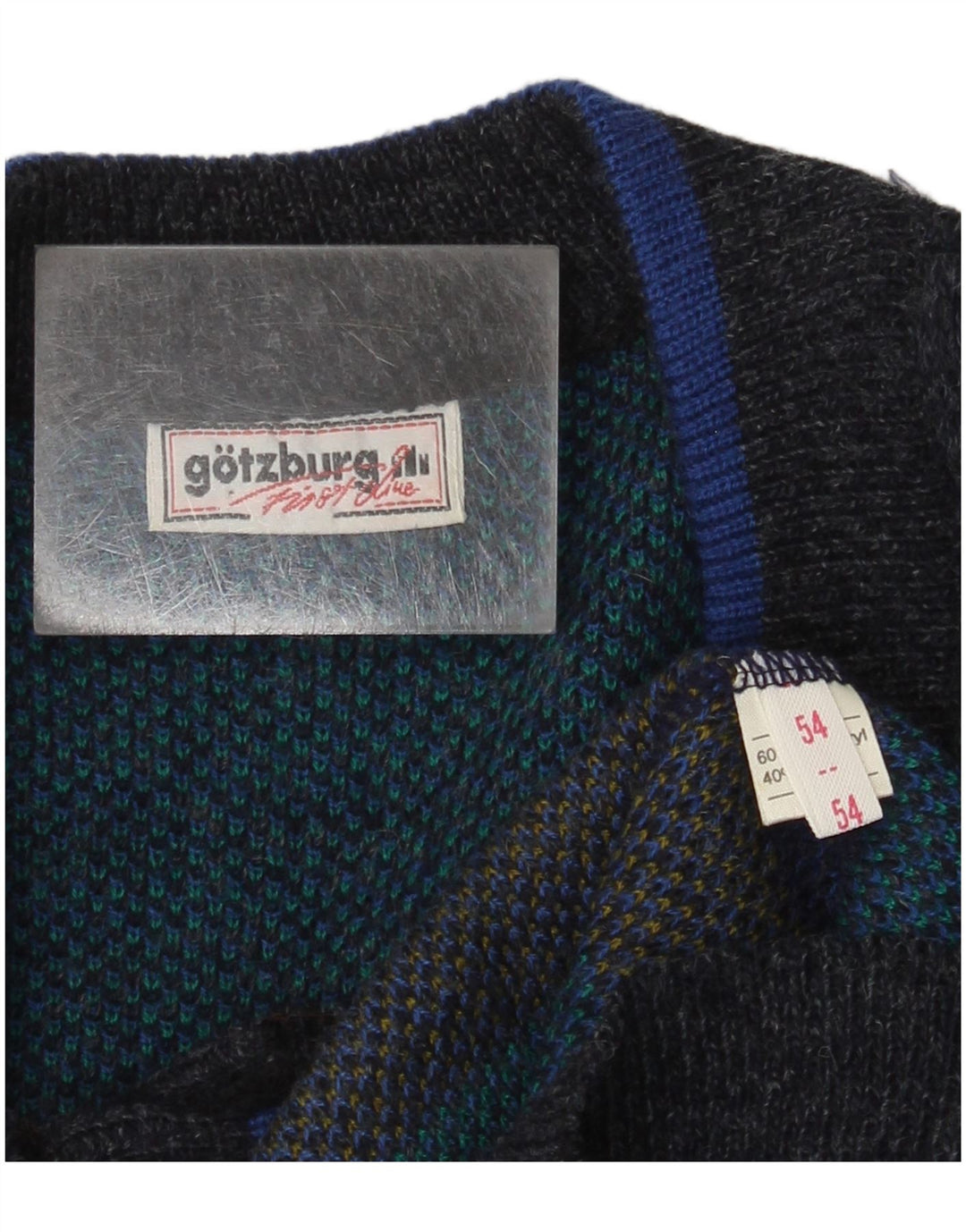 Gotzburg Suéter tipo cárdigan con patrón abstracto para hombre EU 54 XL Azul Poliacrílico