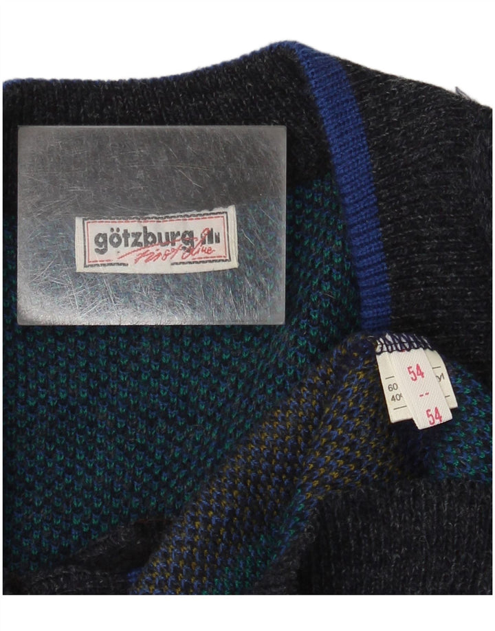Gotzburg Suéter tipo cárdigan con patrón abstracto para hombre EU 54 XL Azul Poliacrílico
