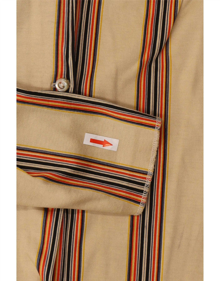 Camisa Vintage Mujer IT 44 Algodón Rayado Beige Medio
