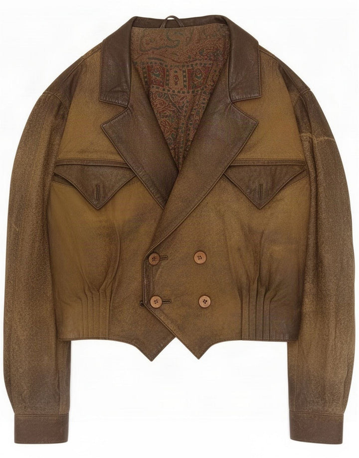 Chaqueta corta de cuero vintage para mujer EU 38 Marrón medio