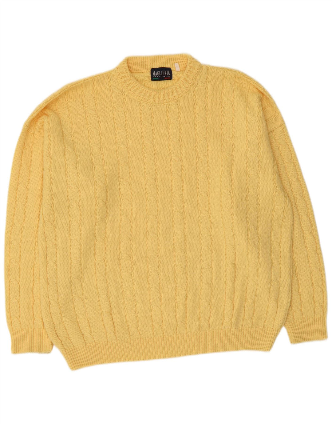 Maglieria Jersey De Cuello Redondo Para Hombre De Lana Amarilla Grande
